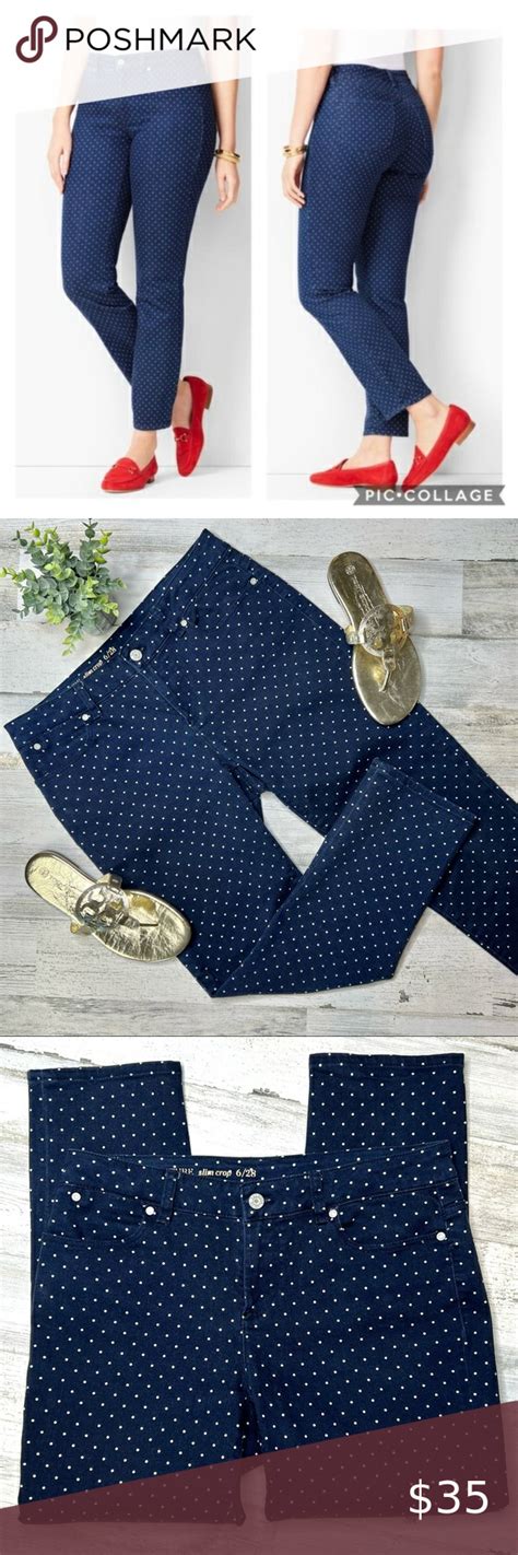 Talbots Signature Slim Crop Navy Polka Dot Jeans Polka Dot Jeans