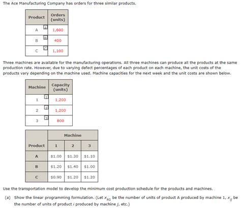 Show The Linear Programming Formulation Let Xa1 Be