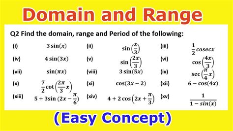 Find The Domain And Range Of Trigonometric Functions Part 2 Youtube