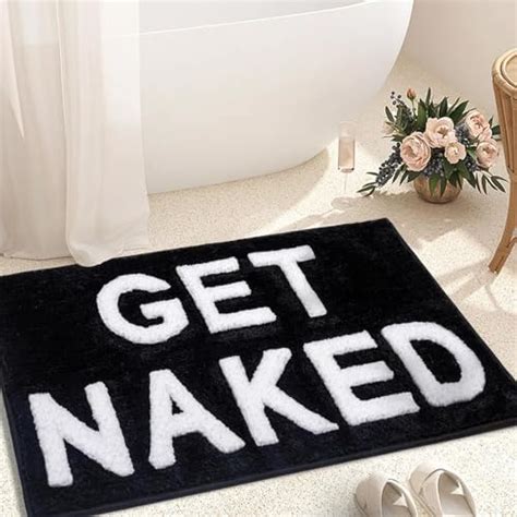 Amazon Get Naked Bath Mat Black White W Unique Scalloped Edge Get Naked Rug Super
