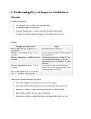 01 05 Measuring Physical Properties Guided Notes Doc 01 05 Measuring