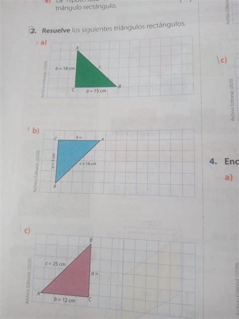 Resuelva Los Siguientes Triangulos Rectangulos Porfa Es Para