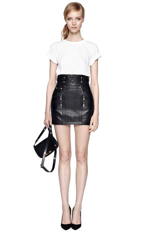 Balmain Quilted Leather Mini Skirt In Black Lyst