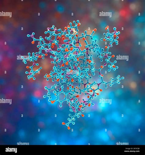 Insulin Molecule Computer Model Showing The Structure Of A Molecule Of