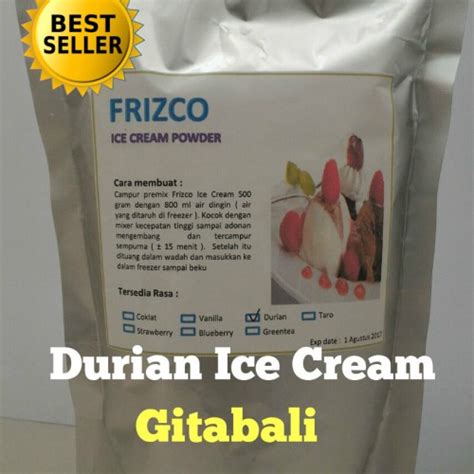 Jual Bubuk Tepung Bahan Es Krim Ice Cream Frizco Rasa Durian Gr