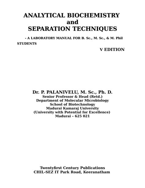 (PDF) ANALYTICAL BIOCHEMISTRY and SEPARATION TECHNIQUES - A LABORATORY ...