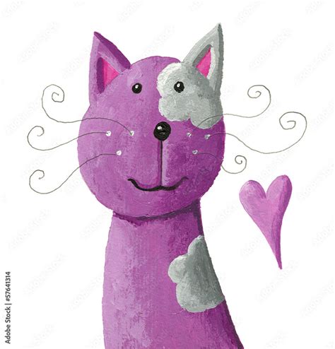 Cute purple cat Stock Illustration | Adobe Stock