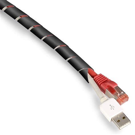 TPFNet Organizador de Cables en Espiral 9 65mm Diámetro Negro 10m