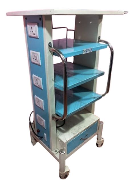 Blue And White Mild Steel JSP Surgical Laparoscopy Trolley For