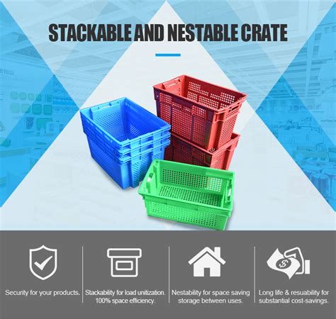 Logistic Stack Mesh Plastic Basket Vegetable Food Breathable Plastic