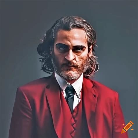 Joaquin Phoenix In A Stylish Red Suit On Craiyon