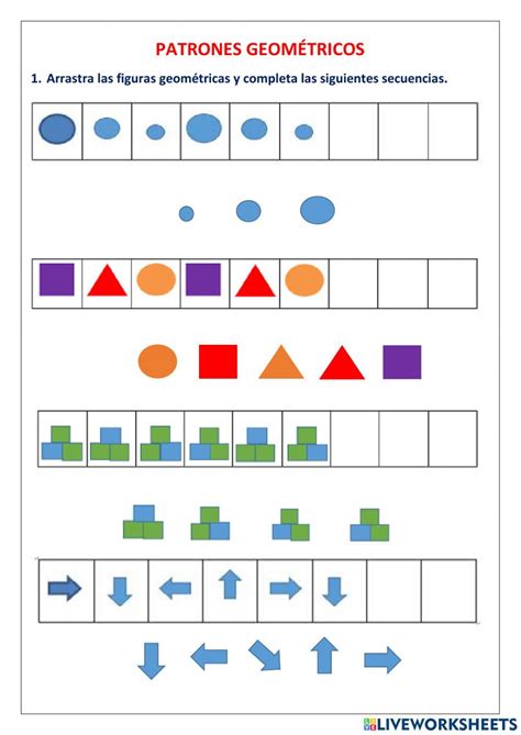 Patrones geométricos y numéricos interactive worksheet Patrones