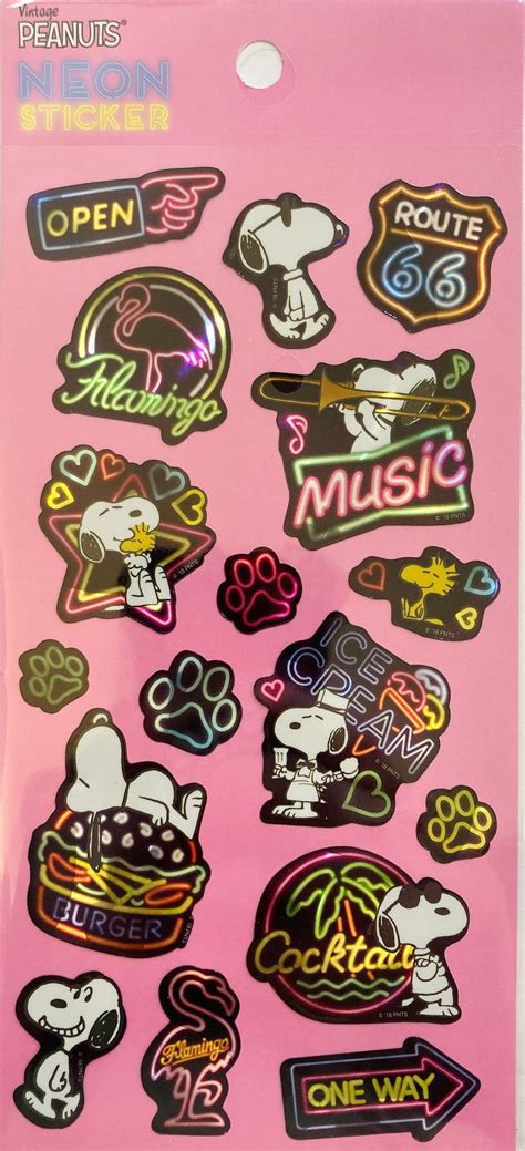 Vintage Peanuts Neon Stickers Peanuts Happy Mail Junk - Etsy