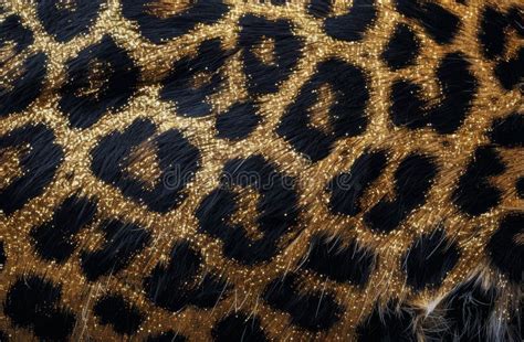 Close Up Of Gold Glitter Leopard Print Fabric Stock Image Image Of