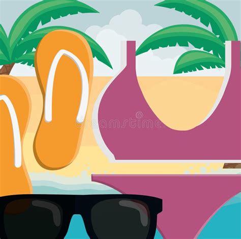 Woman Bikini Flip Flops Stock Illustrations 230 Woman Bikini Flip Flops Stock Illustrations