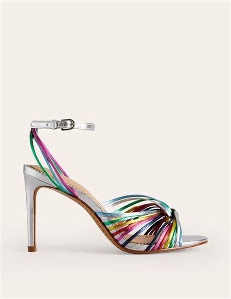 Twist Front Heeled Sandals Multi Metallic Leather Boden Us