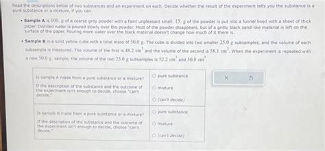 Solved Read The Descriptions Below Of Two Substances And