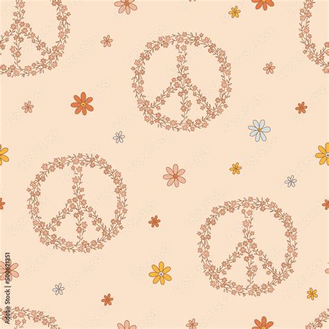 Retro 70s 60s Floral Hippie Summer Peace Sign Groovy Flower Power