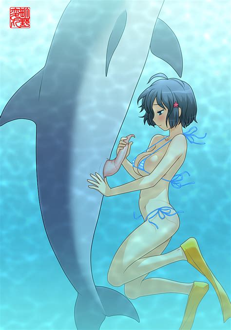 Rule 34 Ahoge Anus Bikini Black Hair Breasts Dolphin Female Hair