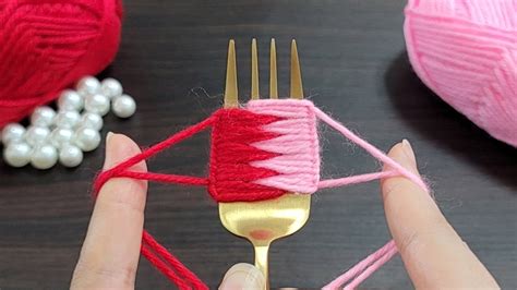 Beautiful And Unique Flower Making With Fork And Yarn Super Easy