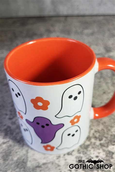 Ghosts Orange Flowers Gothic Halloween Orange Mug Second Gothic