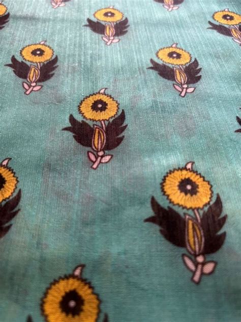 Blue Floral Digital Printed Slub Spun Cotton Fabric At Rs Meter