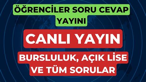 Canli Yayin I Bursluluk Sinavi Sorulari Cevapliyoruz Cevap Anahtari