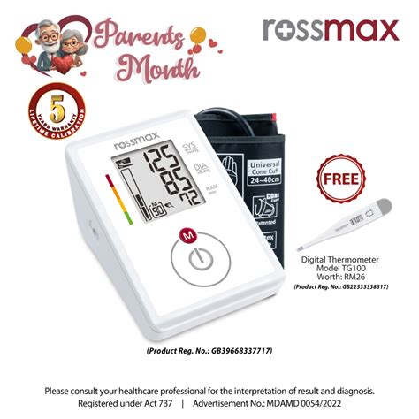 Rossmax Automatic Blood Pressure Monitor Arm Model Ch155f