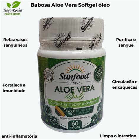 Aloe Vera Gel 60 cápsulas Softgel Babosa 1200mg Produtos Naturais