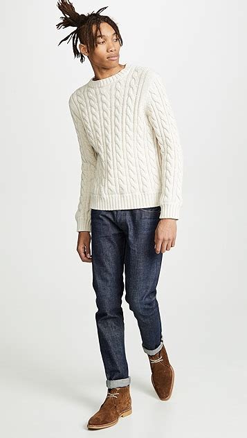 J Crew Cotton Heritage Cable Crew Neck Sweater East Dane