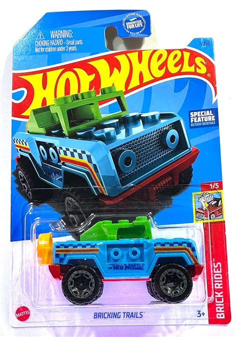 Amazon Hot Wheels Bricking Trails Brick Rides Mega Block Blue Red Mint