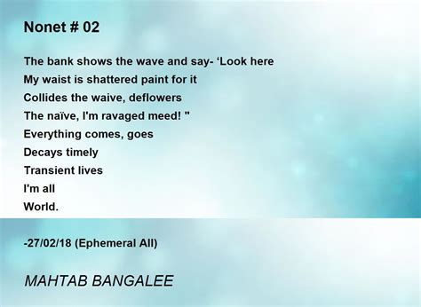 Nonet 02 By Mahtab Bangalee Nonet 02 Poem