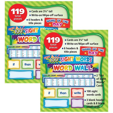 Teacher Created Resources Tcr20845 2 1st 100 Sght Words Pocket Chart Cards Pack Of 2