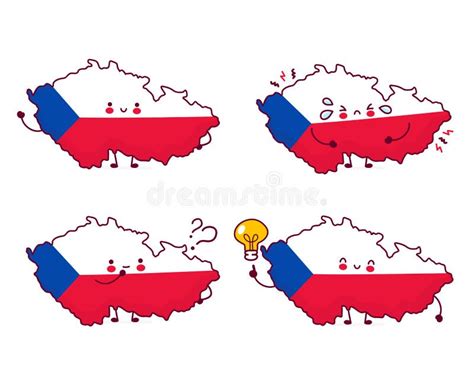 Cute Happy Funny Czech Republic Map Stock Vector Illustration Of