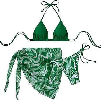 Amazon Wdirara Women S Piece Swimsuits Triangle Halter Sexy Bikini Sets Bathing Suit With