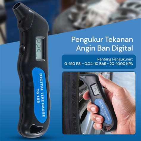 Tehaogj Pengukur Tekanan Angin Ban Mobil Digital Tire Pressure Gauge