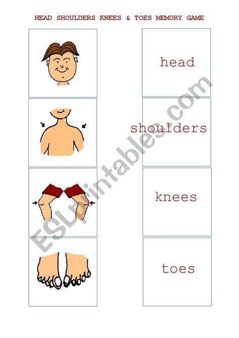 Head Shoulders Knees And Toes Activity Sheets