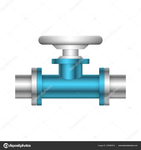 Steel Pipe Connector Valve Icon Design Isolated White Bakcground Stock