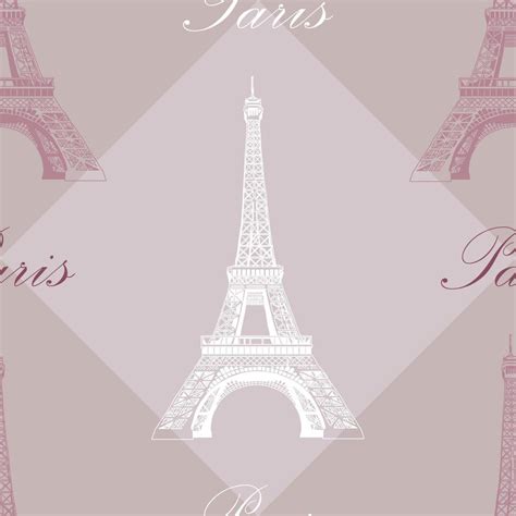 Seamless Pattern With Eiffel Tower On Grey And Purple Background