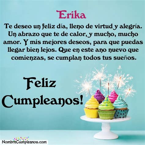 Feliz Cumplea Os Erika Tartas Tarjetas Deseos