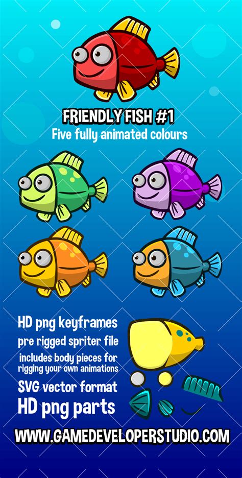 Animated Friendly Fish 1 2d Game Sprite Sprite Animation Friendly