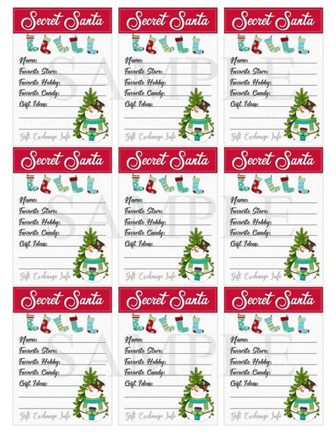 Printable Gift Exchange Template