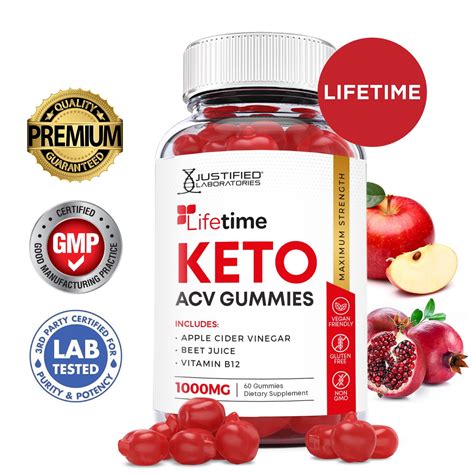 Lifetime Keto Acv Gummies 1000mg Dietary Supplement 60 Gummys