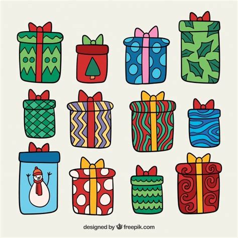 Free Vector Collection Of Hand Drawn Gift Boxes How To Draw Hands