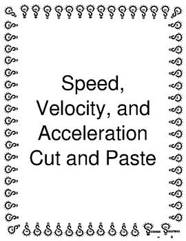 Speed Velocity And Acceleration Cut And Paste By Sciencesmartees