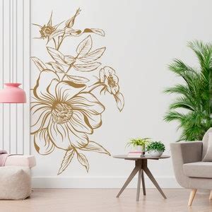 Flower Wall Sticker, Floral Wall Decal, Nature, Plants, Removable Vinyl ...