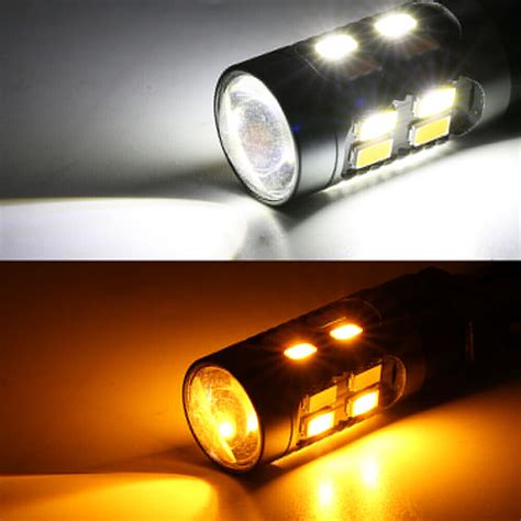 Pcs Switchback Led Bulb Dual Color White Amber Turn Signal Lamp