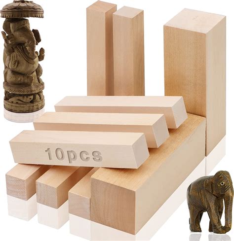 Pcs Basswood Carving Blocks Kit Unfinished Natural Wood Blocks For