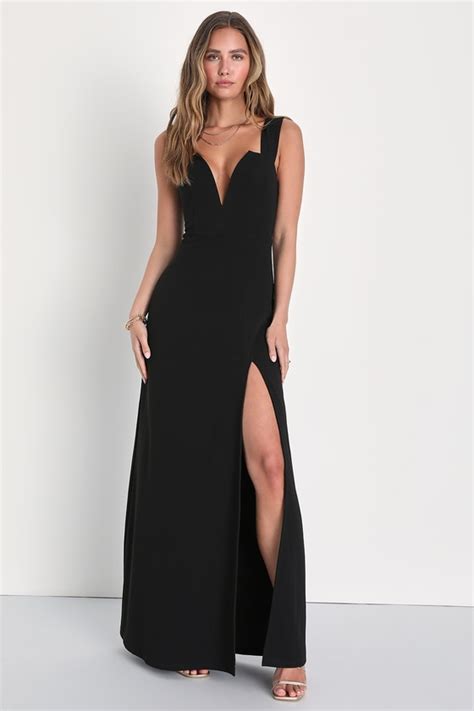 Sexy Black Dress Plunging Maxi Dress Mermaid Maxi Dress Lulus