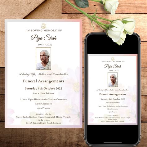 Hindu Funeral Program Announcement Invitation Funeral Details Etsy